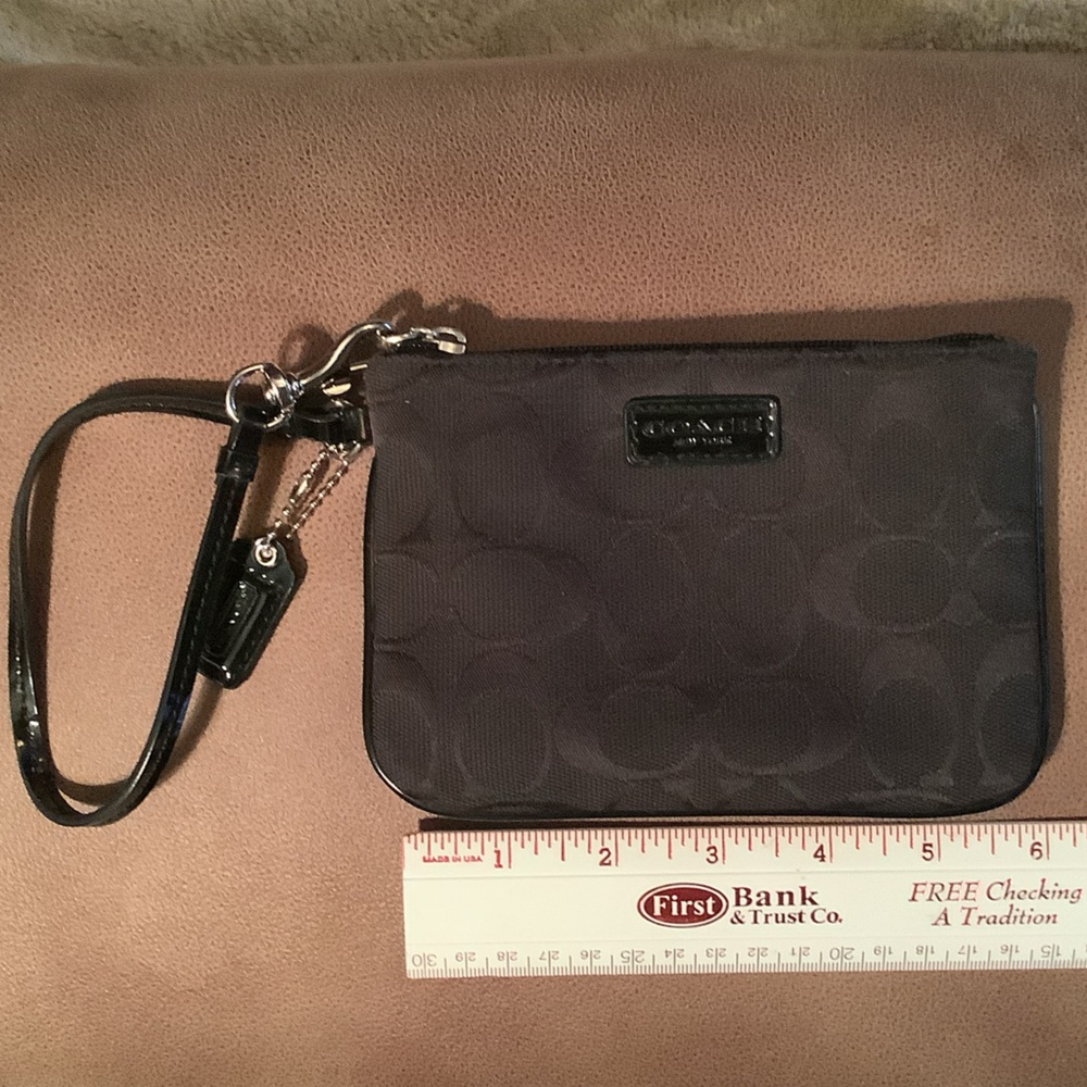 Coach Black Wristlet with Embossed Logo